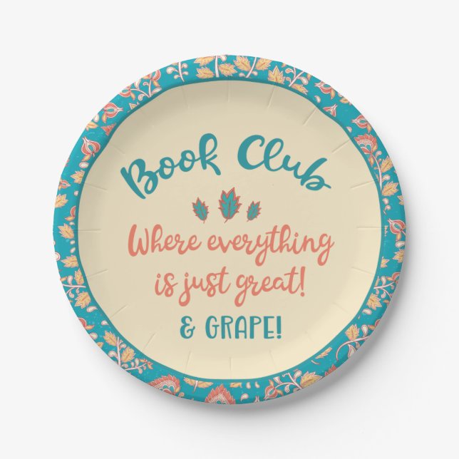 Book Club Group Meeting Funny Paper Plate (Front)