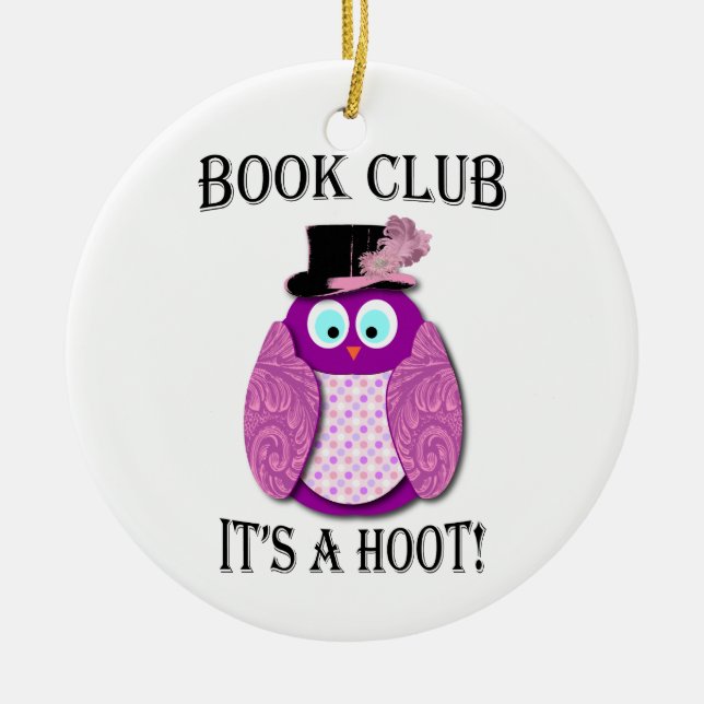 Book Club - It's A Hoot - Pink Design Ceramic Ornament (Front)