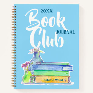 Book Club Journal Personalized Flowers Blue