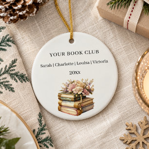 Book club members names ceramic ornament