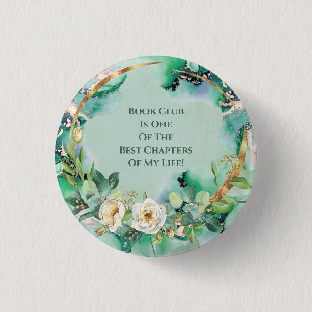 Book Club Membership White Rose 1 Inch Round Button (Front)