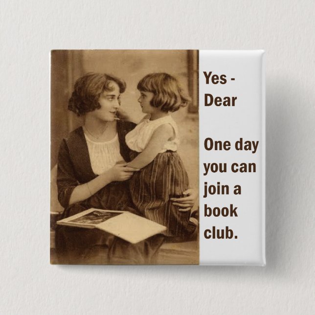 book club mother and daughter 2 inch square button (Front)