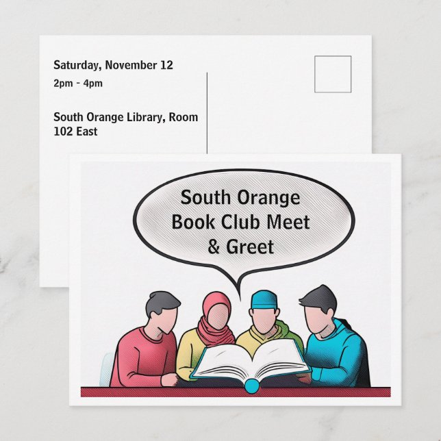 Book Club Open Invitation Customizable Postcard (Front/Back)