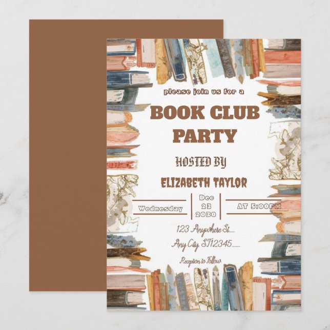 Book Club Party Invitation – Cozy Reading Night (Front/Back)
