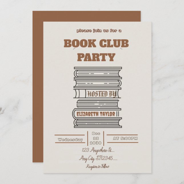 Book Club Party Invitation – Cozy Reading Night (Front/Back)