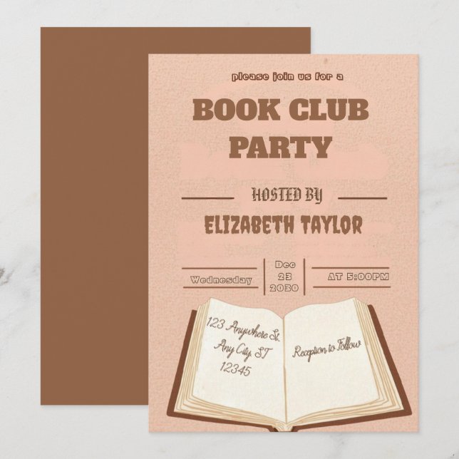 Book Club Party Invitation – Cozy Reading Night (Front/Back)