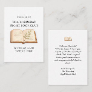 Book Club Personalized Watercolor Welcome  Card
