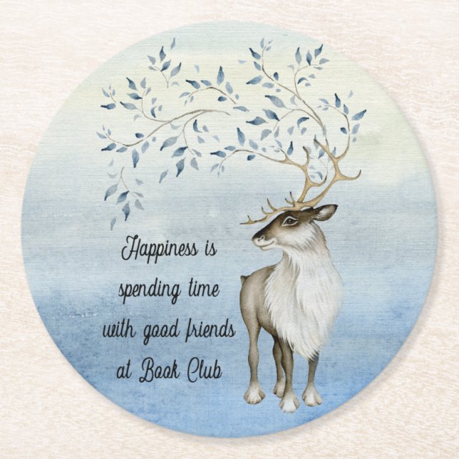 Book Club Reading Group Meeting Round Paper Coaster (Front)