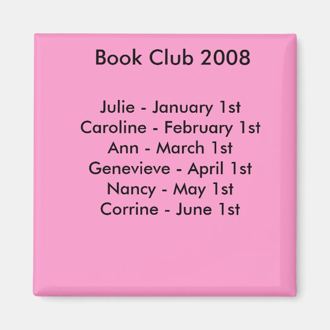 book club reminder. magnet (Front)