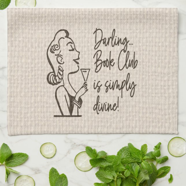 Book Club Vintage Retro Simply Divine Kitchen Towel (Folded)
