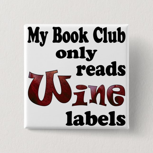 Book Club Wine Labels 2 Inch Square Button (Front)