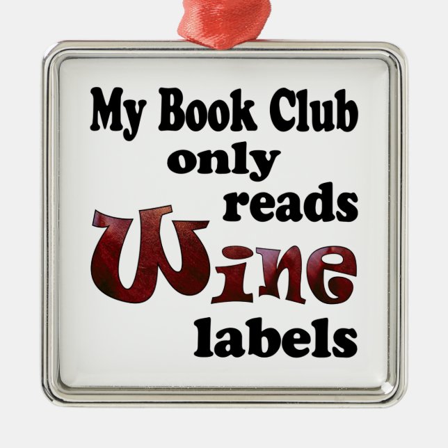 Book Club Wine Labels Metal Ornament (Front)
