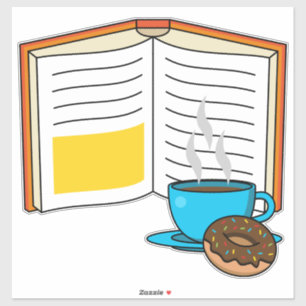 Book Coffee and Doughnut Cartoon