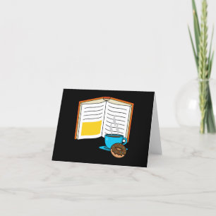 Book Coffee and Doughnut Cartoon Thank You Card