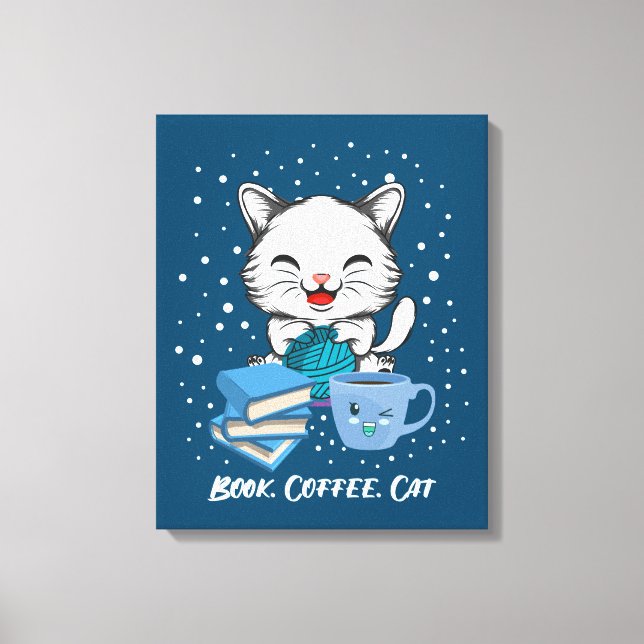 Book Coffee Cat Canvas Print (Front)