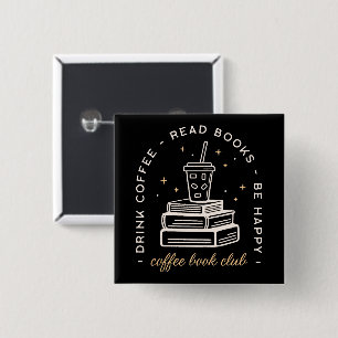 Book coffee reading group quotes aesthetic 2 inch square button