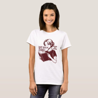 Book & Coffee Woman T-Shirt – Cozy Reading