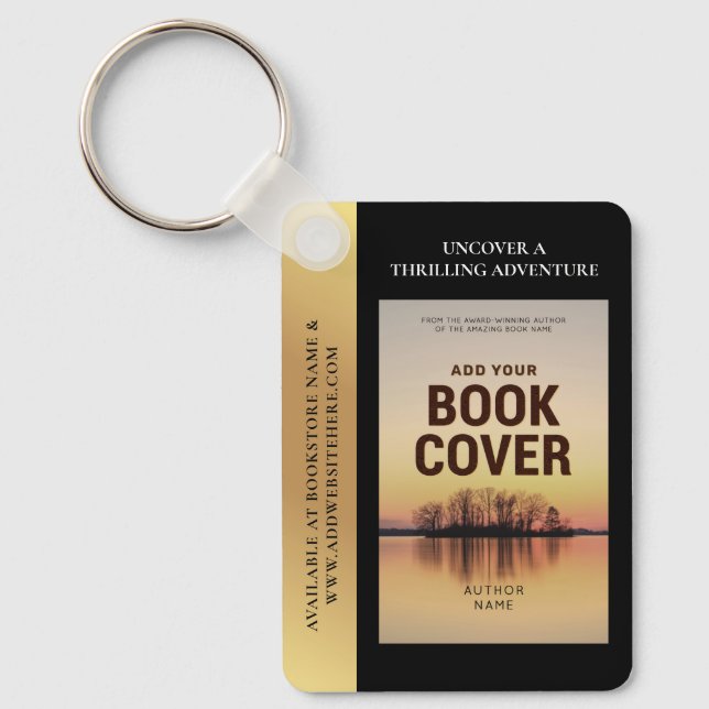 Book Cover Writer Promotional QR Code Gold Effect Keychain (Front)