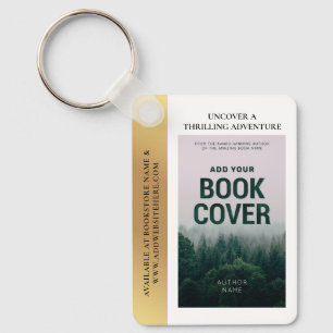 Book Cover Writer Promotional QR Code Gold Effect Keychain