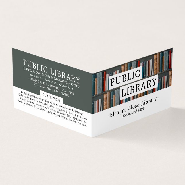 Book Display, Library, Librarian Detailed Business Card (Outside)