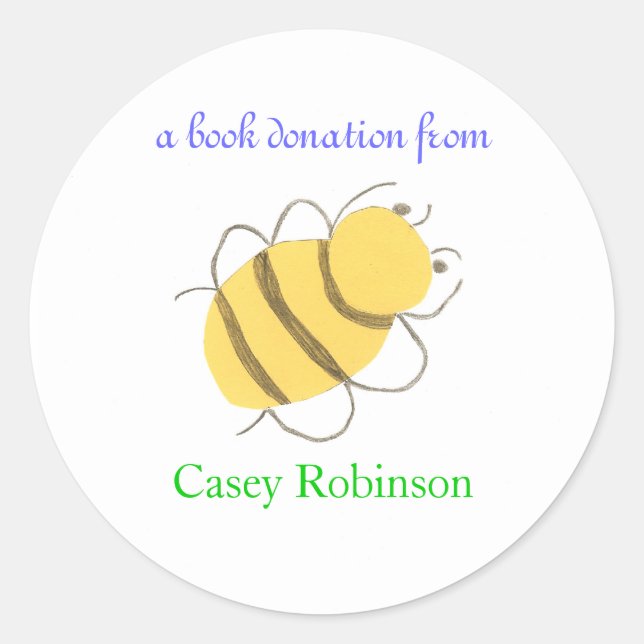 Book donation sticker - bee (Front)