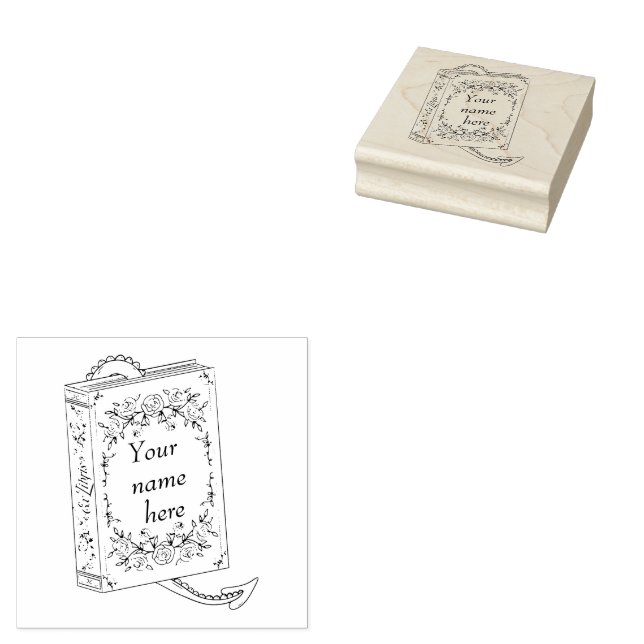 Book Dragon Book Plate Stamp (Stamped)
