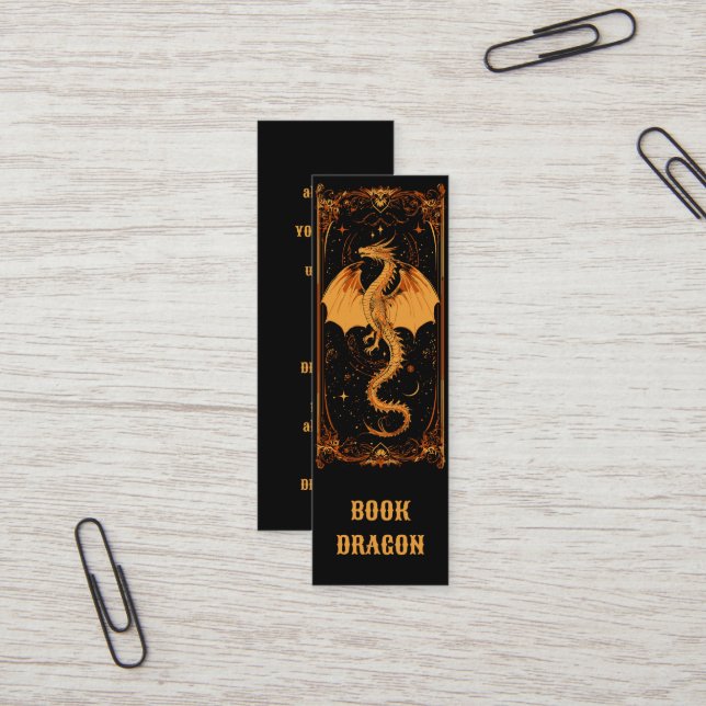 Book Dragon Bookmark Mini Business Card (Front/Back In Situ)