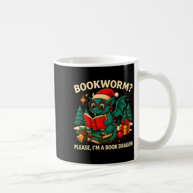 Book Dragon Christmas Reading Gift For Fantasy Lov Coffee Mug (Right)