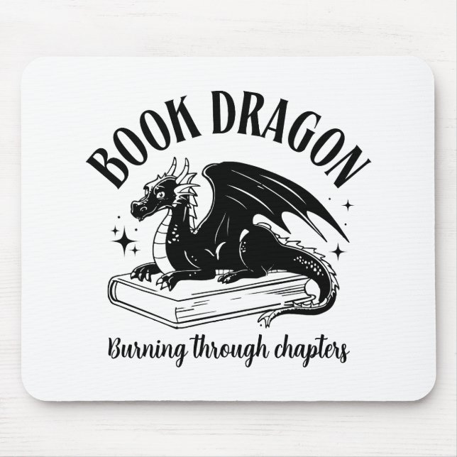 Book Dragon Fantasy Reader Bookish Saying Mouse Pad (Front)