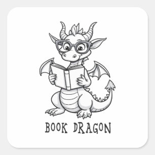 Book dragon square sticker