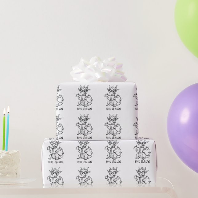 Book dragon wrapping paper (Party Gifts)