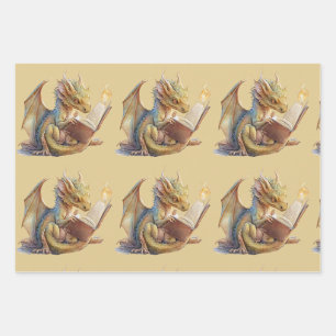 Book Dragon  Wrapping Paper Sheet
