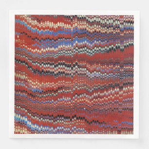 Book Endpaper Marbling (mostly reds) Napkin