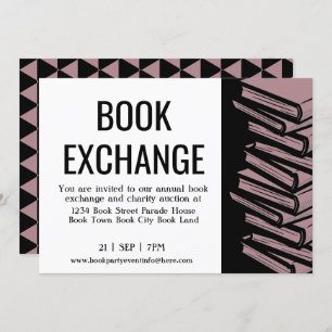 Book Exchange Black Dusty Rose Invitation