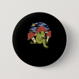 Book Fan Frog With Mushroom Hat Cottagecore Goblin 2 Inch Round Button