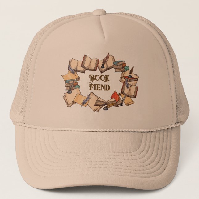 Book Fiend Book Lover Trucker Hat (Front)