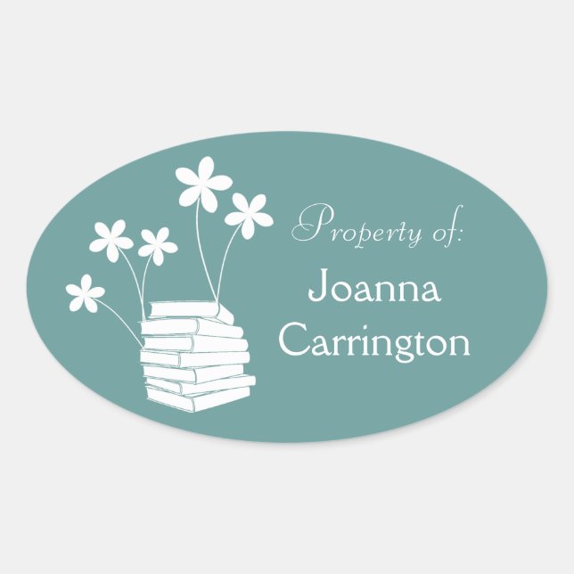Book/Flower Bookplate or Ownership Sticker (Front)