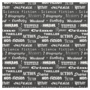 Book Genres Black and White Fabric