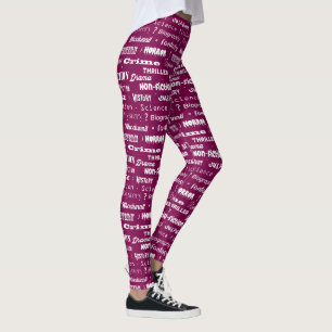 Book Genres Librarian Author Typographic Pattern Leggings