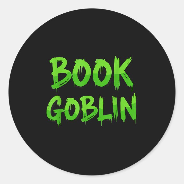 Book Goblin Funny Reading Or Writing School Studen Classic Round Sticker (Front)