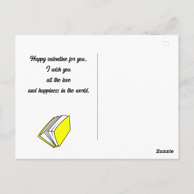 book, Happy valentines day personalize name  Postcard (Back)
