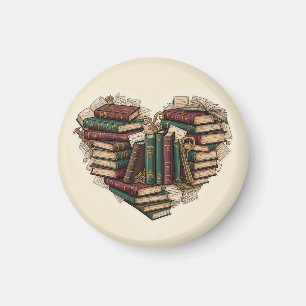 Book Heart Magnet   Vintage Aesthetic Reader Art