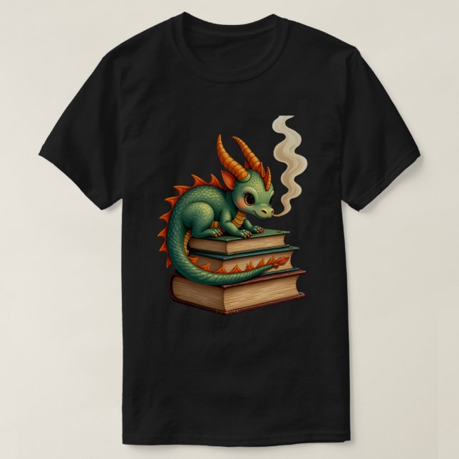 Book Hoard Dragon T-Shirt (Design Front)