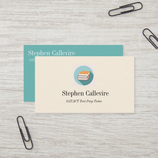 Book Icon Education Business Card (Front/Back In Situ)