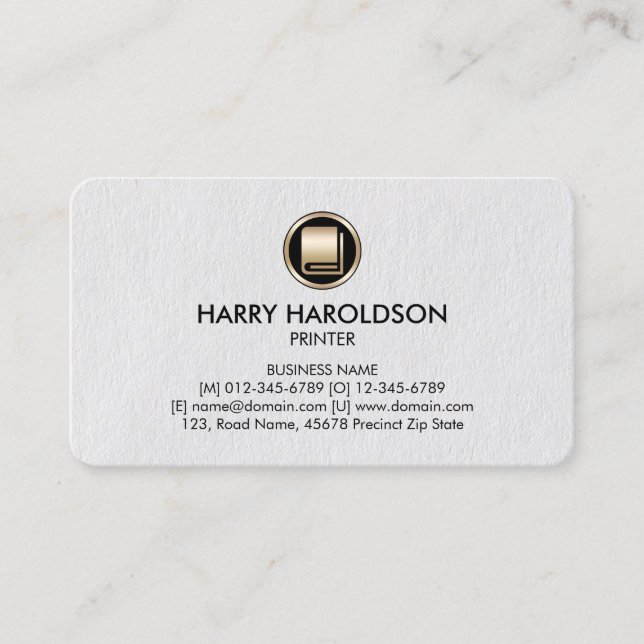 Book Icon Printer Premium Business Card (Front)
