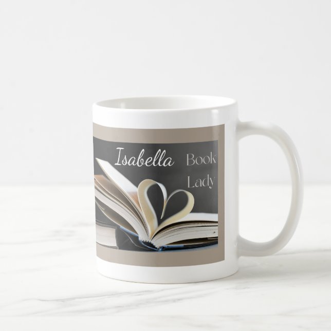 Book Lady, Personalzed Reading Hobby Gift for Her Coffee Mug (Right)