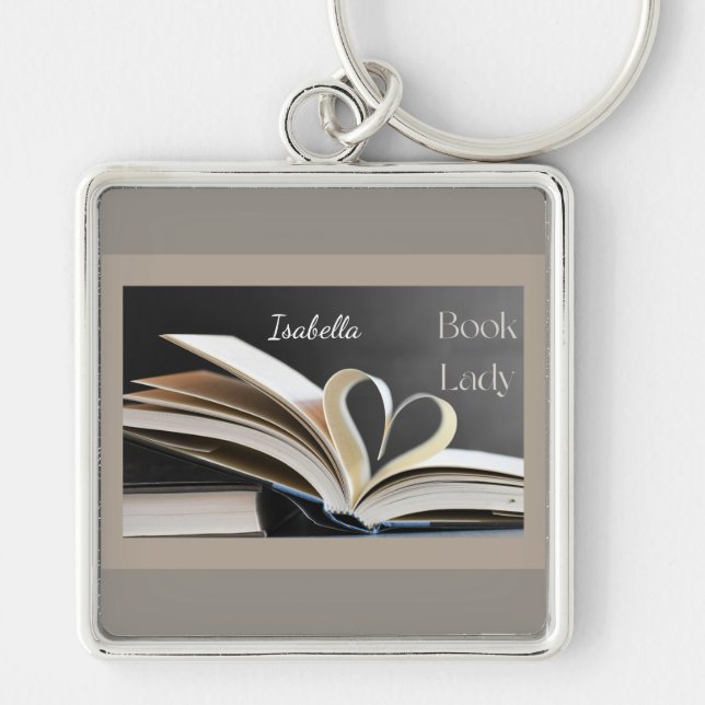 Book Lady, Personalzed Reading Hobby Gift for Her Keychain (Front)