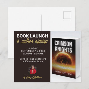 Book Launch Author Signing Promotional Marketing Postcard