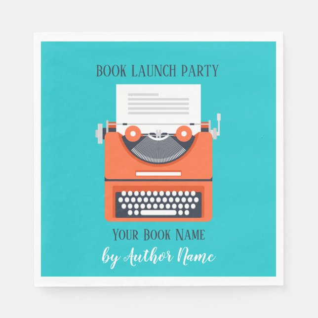 Book Launch Party Typewriter Napkin (Front)
