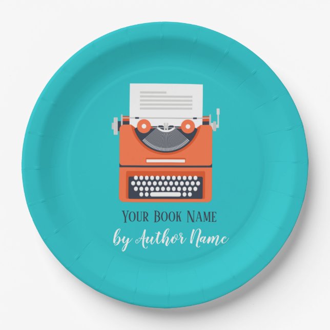 Book Launch Party Typewriter Paper Plate (Front)